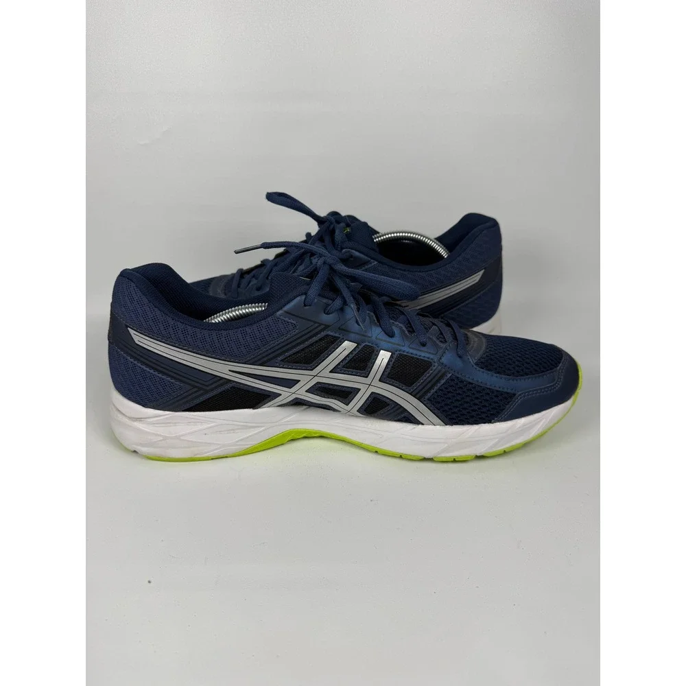 ASICS‎ GEL CONTEND 4 Men's Navy Blue Silver Neon Running Jogging Shoes Size 13